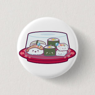 Kawaii Sushi Plate 1 Inch Round Button