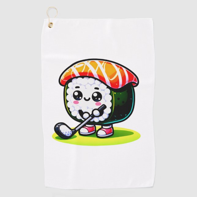 Kawaii Sushi playing golf Towel (Front)