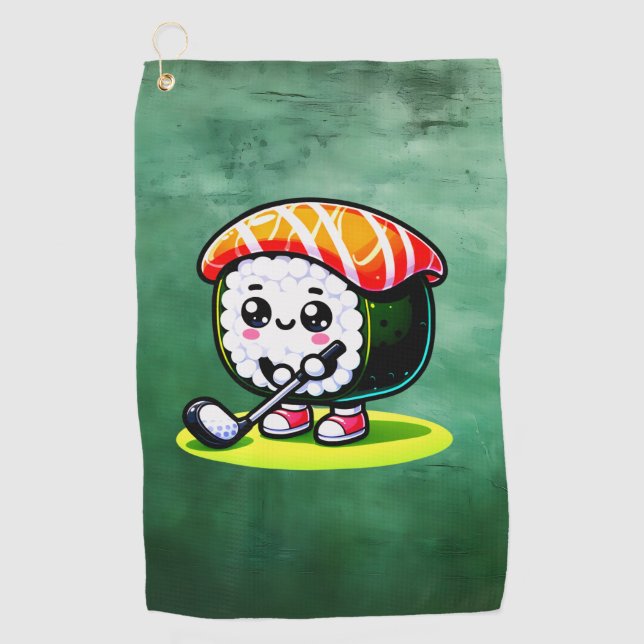 Kawaii Sushi playing golf Towel (Front)