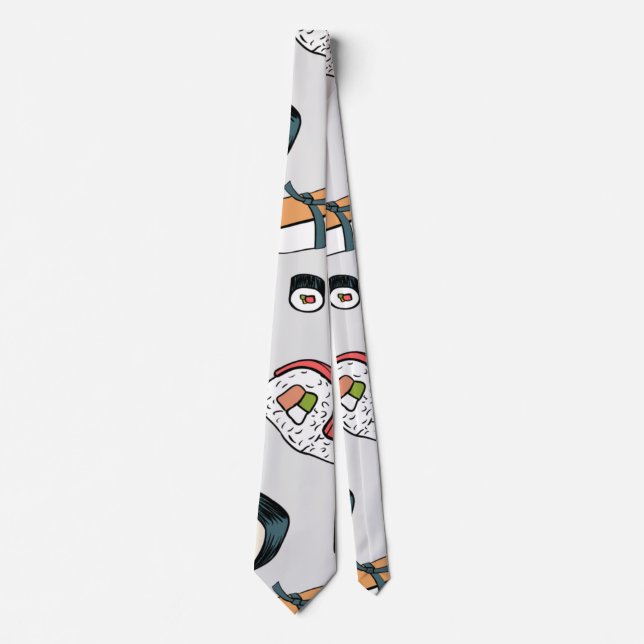  Kawaii sushi rolls Neck Tie (Front)