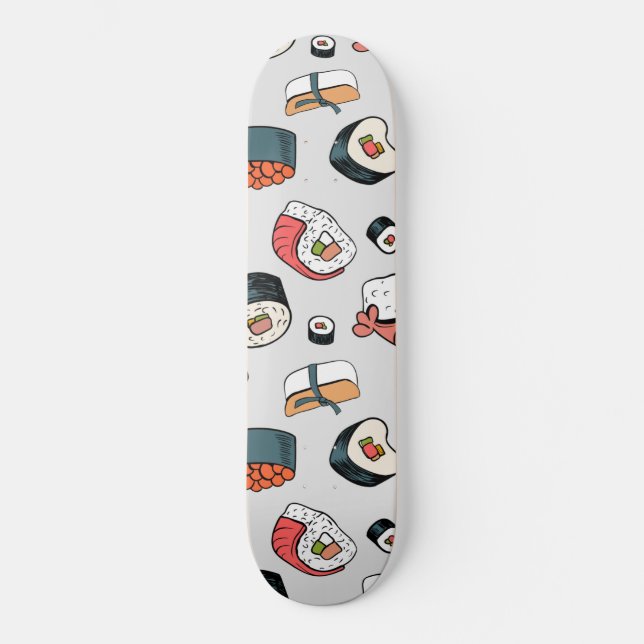  Kawaii Sushi Rolls Pattern Slip-On Sneakers Skateboard (Front)