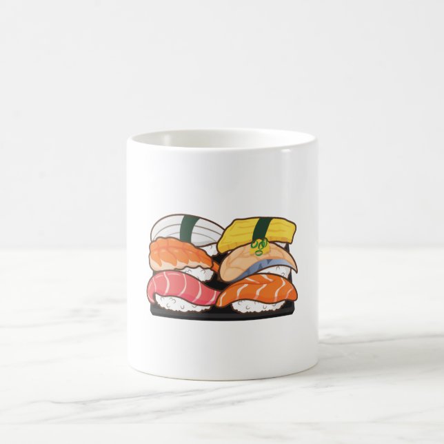 Kawaii Sushi Set - Salmon Tuna Egg Shrimp Coffee Mug (Center)