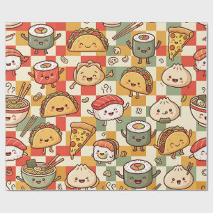 Kawaii Sushi Taco Pizza Wrapping Paper