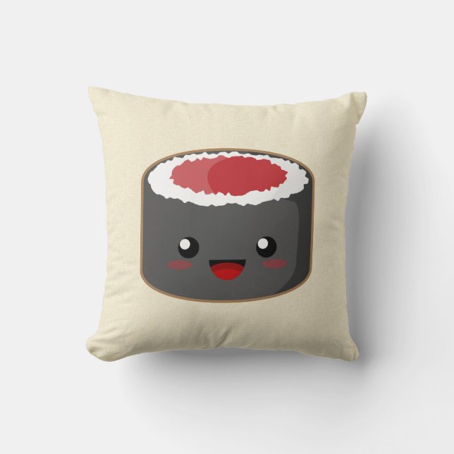 Kawaii Sushi Throw Pillow (Front)