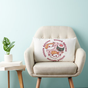 kawaii sushi with funny quotes for black lover   lumbar pillow