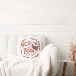 kawaii sushi with funny quotes for black lover   throw pillow