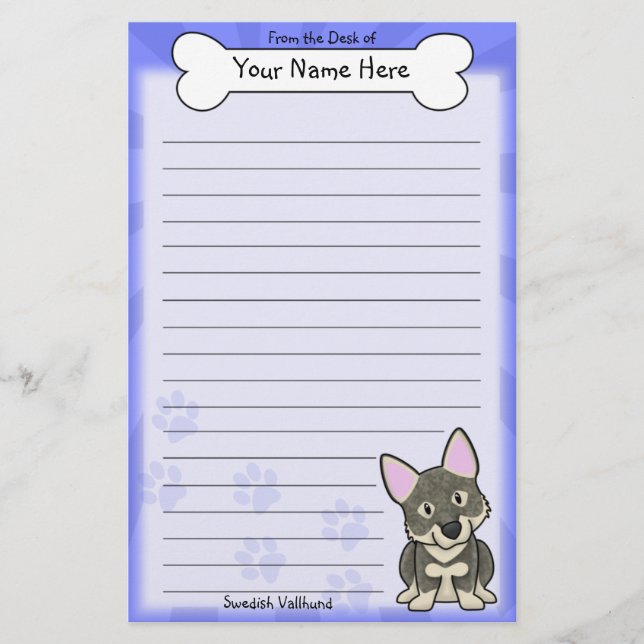 Kawaii Swedish Vallhund Stationery (Front)