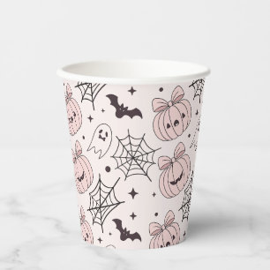 Kawaii Sweet Pink Spooky Halloween Pattern Paper Cups