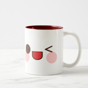 Kawaii Sweet Winky Face Happy Eyes Friend Two-Tone Coffee Mug
