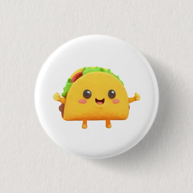 Kawaii Taco 1 Inch Round Button (Front)