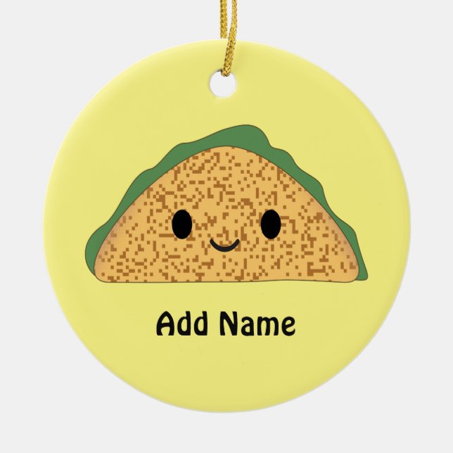 Kawaii Taco Ceramic Ornament (Front)