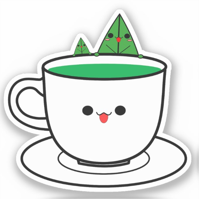Kawaii Tea Cup Vinyl Sticker (Front)