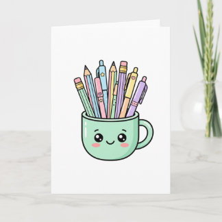 Kawaii Teacher Coffee Mug Pencils Cute Thank You G Card
