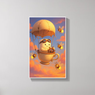 Kawaii Teacup Balloon Wall Art with Bees
