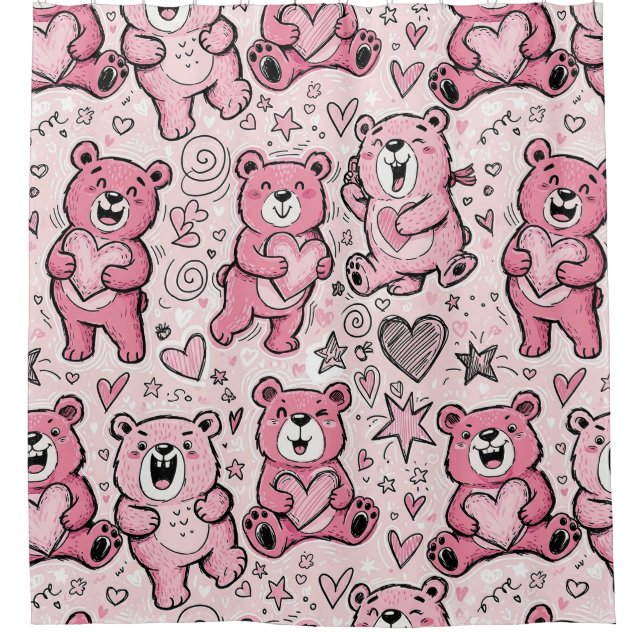 Kawaii Teddy Bear Pink Pattern (Front)