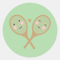 Kawaii Tennis Rackets Happy Face Cute Brown