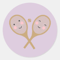 Kawaii Tennis Rackets Happy Face Cute Lavender