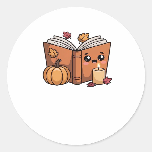 kawaii thanksgiving book Classic T-Shirt Classic Round Sticker (Front)