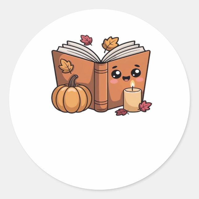 kawaii thanksgiving book Oversized T-Shirt Classic Round Sticker (Front)