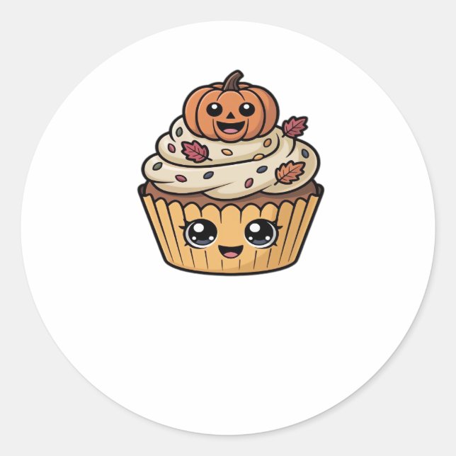 kawaii thanksgiving cupcake Classic T-Shirt Classic Round Sticker (Front)