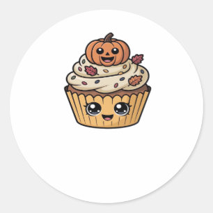 kawaii thanksgiving cupcake Oversized T-Shirt Classic Round Sticker