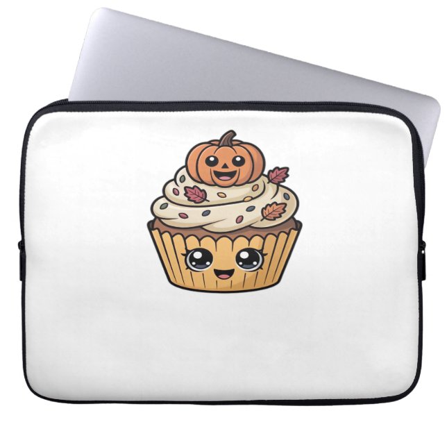kawaii thanksgiving cupcake Oversized T-Shirt Laptop Sleeve (Front)