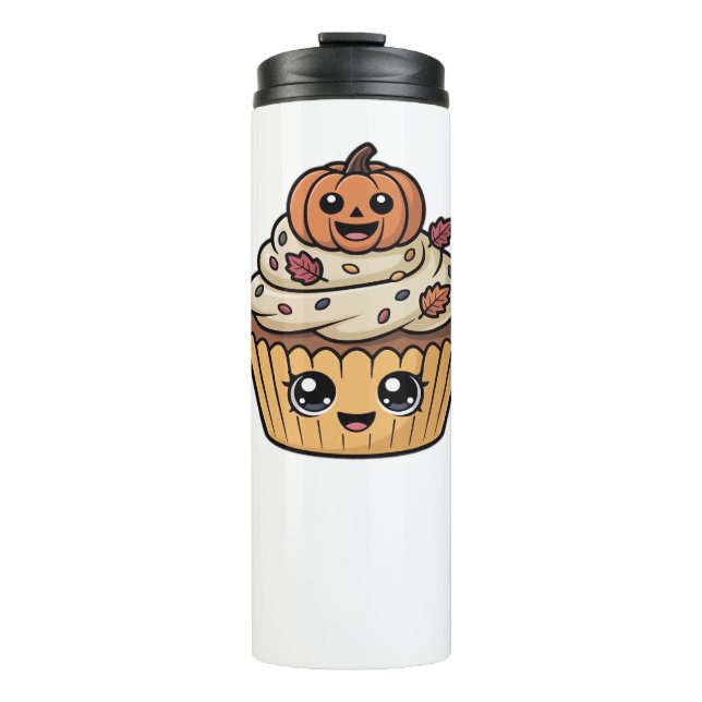 kawaii thanksgiving cupcake Oversized T-Shirt Thermal Tumbler (Front)