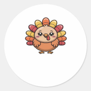 kawaii thanksgiving turkey Classic T-Shirt_1 Classic Round Sticker