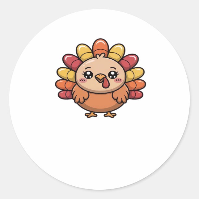 kawaii thanksgiving turkey Classic T-Shirt_1 Classic Round Sticker (Front)