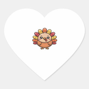 kawaii thanksgiving turkey Classic T-Shirt_1 Heart Sticker
