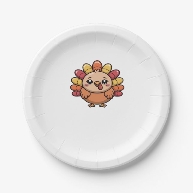 kawaii thanksgiving turkey Classic T-Shirt_1 Paper Plate (Front)