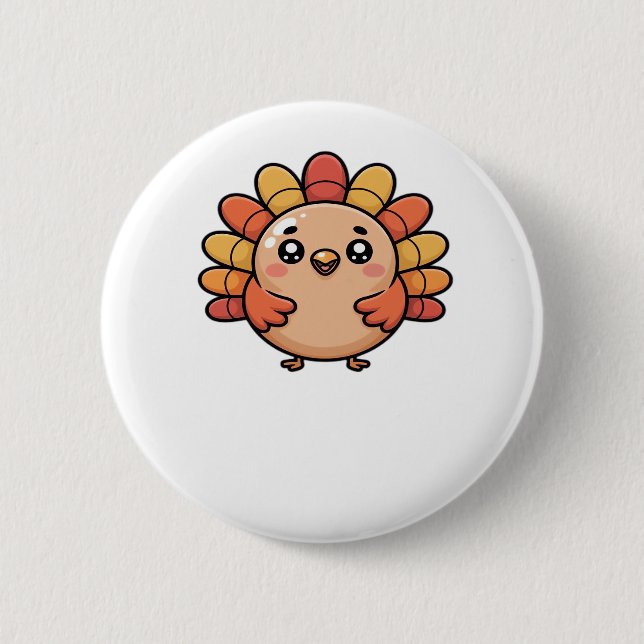 kawaii thanksgiving turkey Classic T-Shirt 2 Inch Round Button (Front)