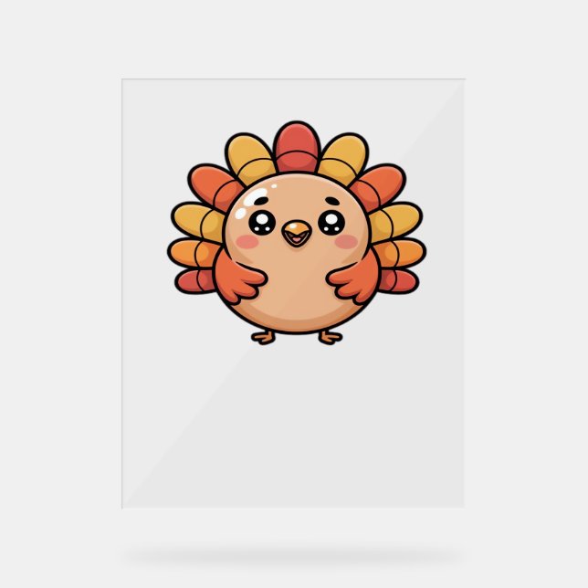 kawaii thanksgiving turkey Classic T-Shirt Acrylic Sign (Front)