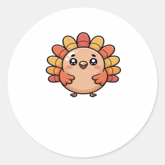 kawaii thanksgiving turkey Classic T-Shirt Classic Round Sticker (Front)
