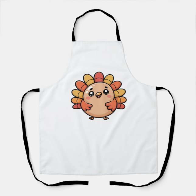 kawaii thanksgiving turkey Oversized T-Shirt_1 Apron (Front)