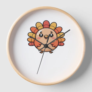 kawaii thanksgiving turkey Oversized T-Shirt_1 Clock