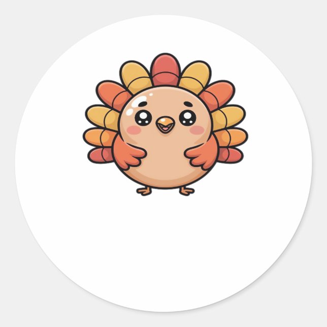 kawaii thanksgiving turkey Oversized T-Shirt Classic Round Sticker (Front)