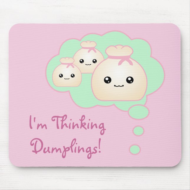 Kawaii Thinking Dumplings Mousepad (Front)
