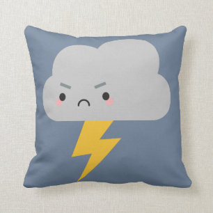 Kawaii Thunder & Lightning Cloud Reversible Throw Pillow