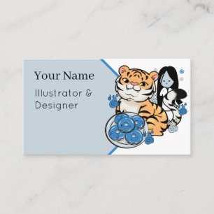 Kawaii Tiger and Yuki-Onna Ghost Doughnuts Business Card