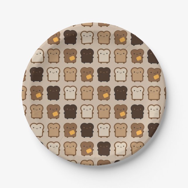 Kawaii Toast Paper Plate (Front)