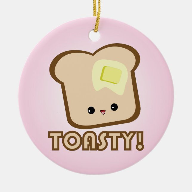 Kawaii Toasty ! Ornement de pain grillé (Devant)