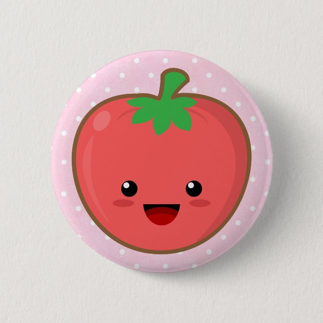 Kawaii Tomato 2 Inch Round Button (Front)