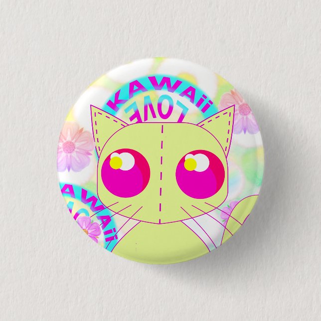 Kawaii toy yellow kitty button (Front)