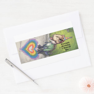 Kawaii trex rainbow hear on sidewalk sticker