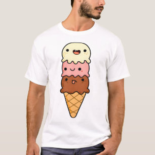 Kawaii Triple Scoop Ice Cream Cone T-Shirt