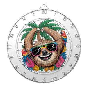 Kawaii Tropical Sloth – Cute Summer Vibes Rainbow  Dartboard