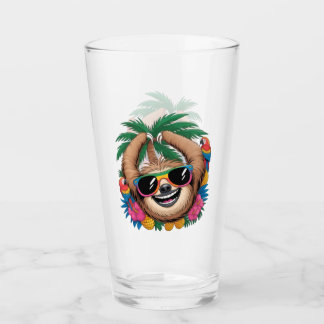 Kawaii Tropical Sloth – Cute Summer Vibes Rainbow Glass