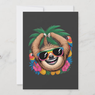 Kawaii Tropical Sloth – Cute Summer Vibes Rainbow Invitation