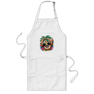 Kawaii Tropical Sloth – Cute Summer Vibes Rainbow  Long Apron